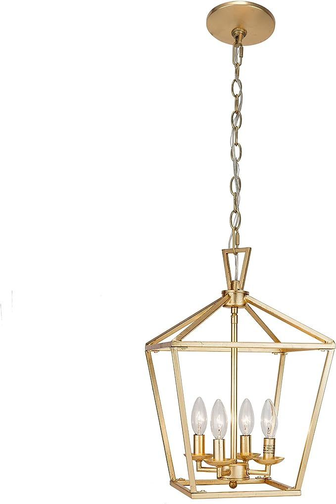 Untrammelife 4-Light Aged Gold Lantern Pendant Light, Adjustable Height Metal Geometric Light Fix... | Amazon (US)