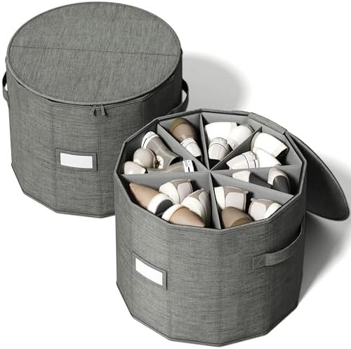 Vailando Shoe Organizer for Closet - Cylindrical Shoe Storage Organizer with Adjustable Dividers ... | Amazon (US)