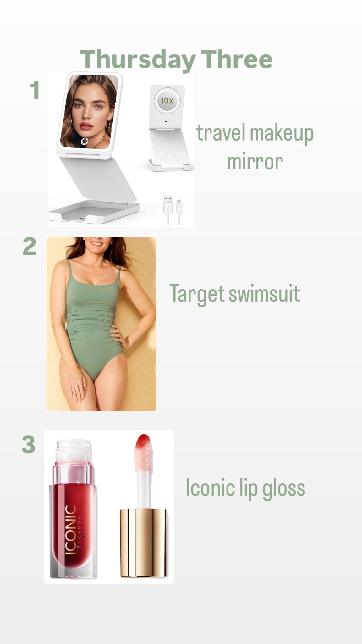 Thursday Three bestsellers-#swimsuit #travelmirror #travelhacks #lipgloss @The Iconic 