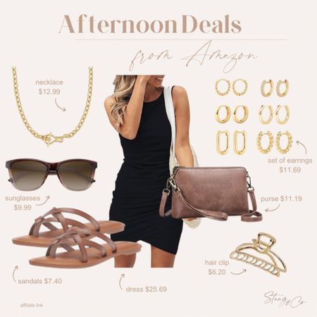 Afternoon deals include this fitted dress that can be worn casually or dressed up. I’ve paired it with a gold chain, sunglasses, brown sandals and a brown purse, a set of cold hoop earrings, and a hair clip. 

Ootd, Amazon fashion, summer outfit, casual outfit 

#LTKsalealert #LTKfindsunder50 #LTKstyletip