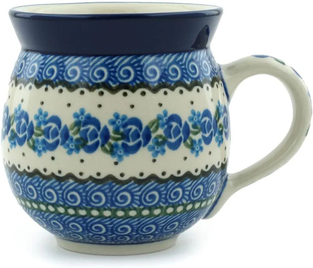 Polish Pottery 11 oz Bubble Mug Made by Ceramika Artystyczna (Blue Bud Sea Theme) + Certificate o... | Amazon (US)