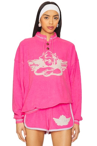 Boys Lie Cherub University Henley Pullover in Pink from Revolve.com | Revolve Clothing (Global)