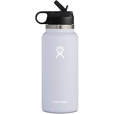 Hydro Flask 32 oz. Water Bottle with Straw Lid - Stainless Steel, Reusable, Vacuum Insulated- Wid... | Amazon (US)