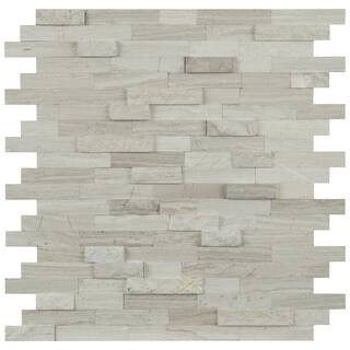 MSI La Crema Stax Peel and Stick 11 in. x 12 in. Textured Marble Stone Look Wall Mosaic Tile (1 s... | The Home Depot