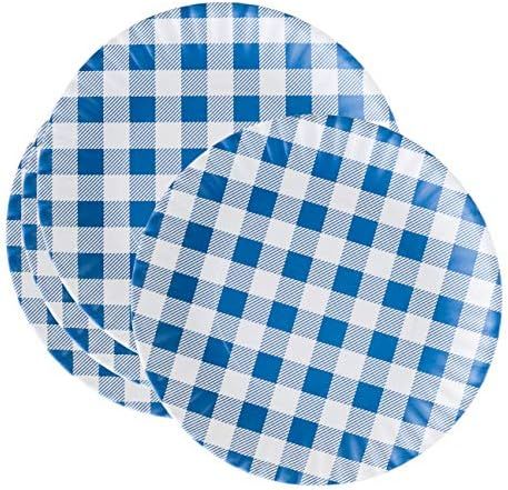 What Is It?" Reusable Blue & White Gingham Checkered Picnic/Dinner Plate, 9 Inch Melamine, Set of... | Amazon (US)