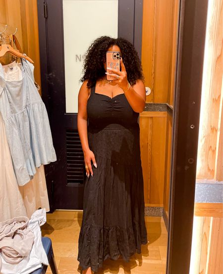 I think this black maxi dress is super flattering. It’s lined and has adjustable straps. I think this would be such a fun vacation dress.

Her size reference, I’m wearing an XL and if it’s true to size.

Don’t miss out on American Eagle’s deals all week long 

#LTKmidsize #LTKfindsunder100