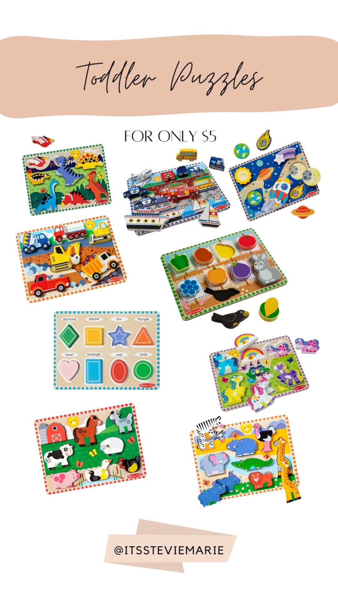 Toddler Gift Idea - $5 toddler puzzles
Car puzzle, vehicle puzzle, animal puzzle, toddler puzzle, shapes puzzle, dinosaur puzzle, Black Friday toddler gifts, Black Friday sale

#LTKSaleAlert #LTKKids #LTKGiftGuide