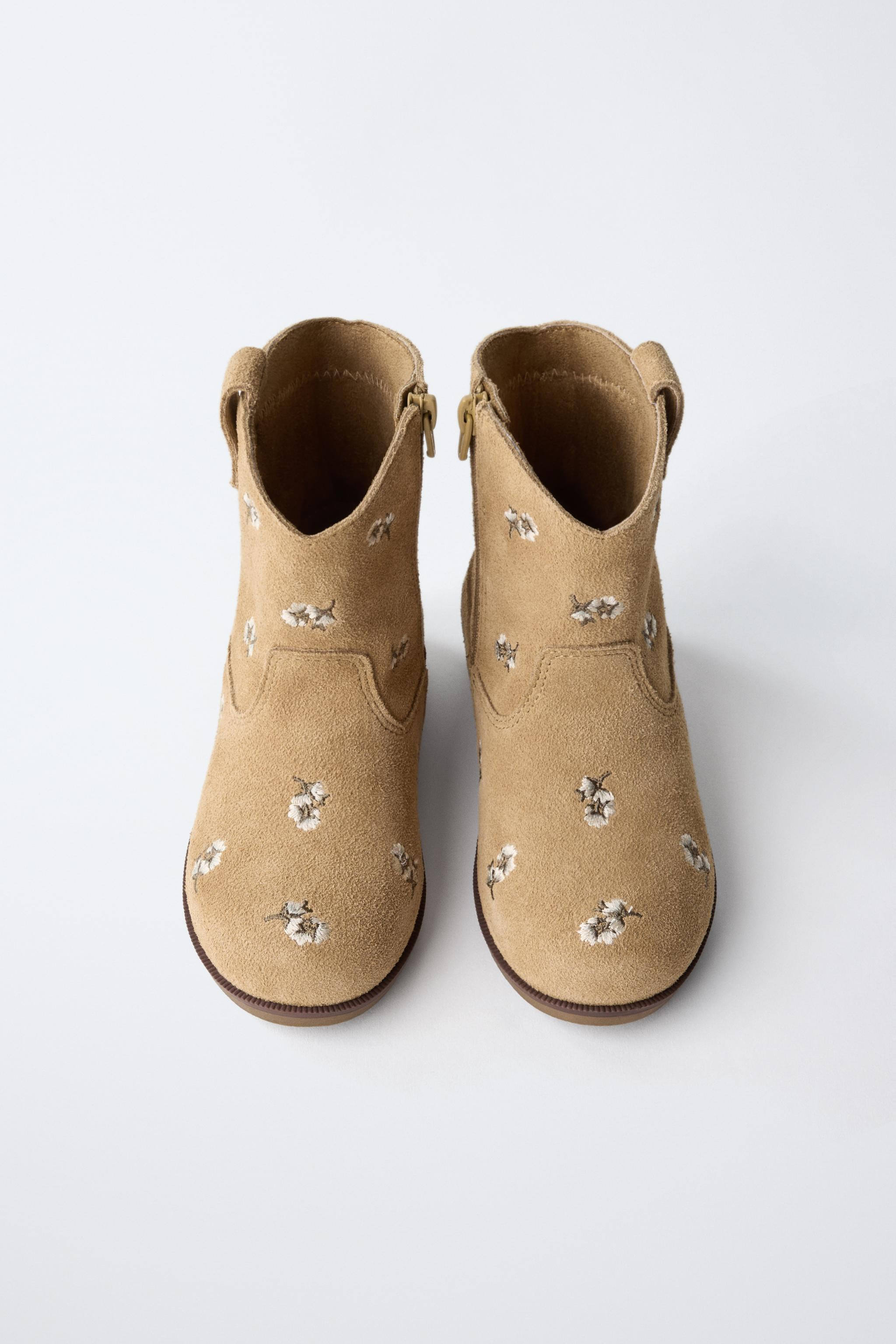 EMBROIDERED LEATHER BOOTS | Zara UK