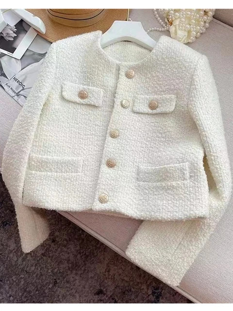 SMTHMA-Veste basique en tweed pour femme, manteau en laine chic, vêtements de style piste, coré... | Aliexpress EU