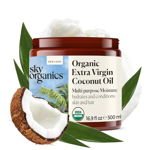 Sky Organics - Multipurpose Organic Coconut Oil for Skin & Hair, 16.9 fl oz - Extra Virgin Hair Oil & Body Moisturizer - Vitamins, Antioxidants & Fatty Acids - Vegan, Cruelty Free | Amazon (US)