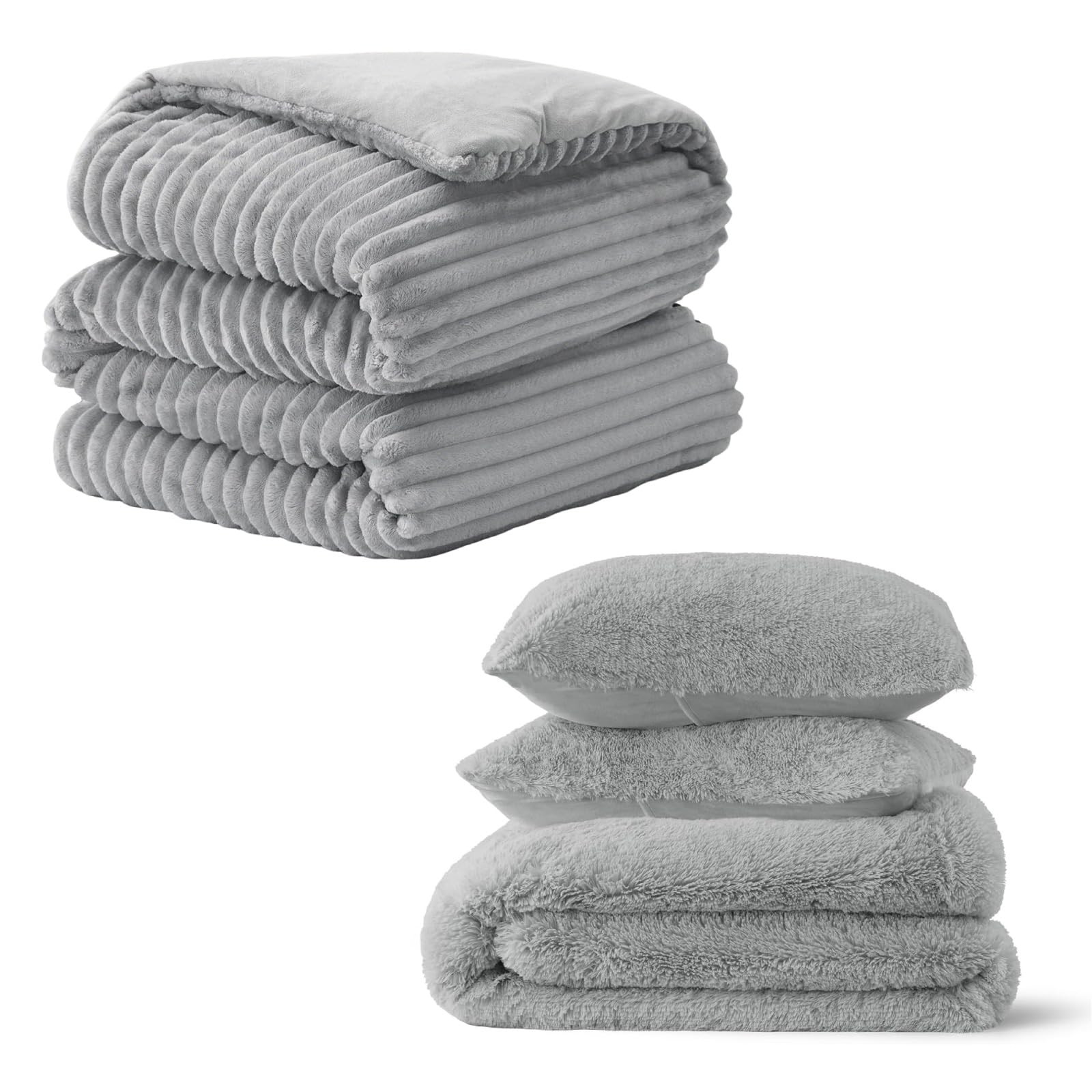 BEDELITE Fleece Comforter Set King & Fluffy Faux Fur Comforter Set Queen | Amazon (US)