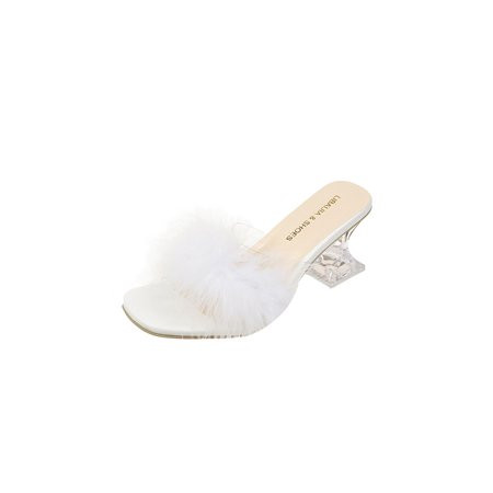 Harsuny Women Home Non-slip Slide Sandals Lightweight Waterproof Open Toe Slides Faux Fur Heels | Walmart (US)