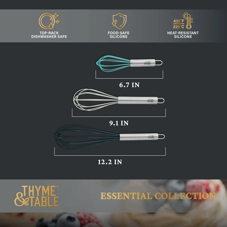 Thyme & Table 3-Piece Silicone Whisk Set, Multi Size - Walmart.com | Walmart (US)