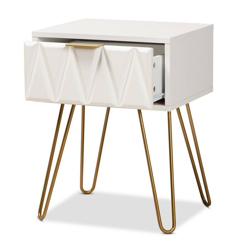 Holbrook Wood and Metal 1 Drawer End Table White - Baxton Studio | Target