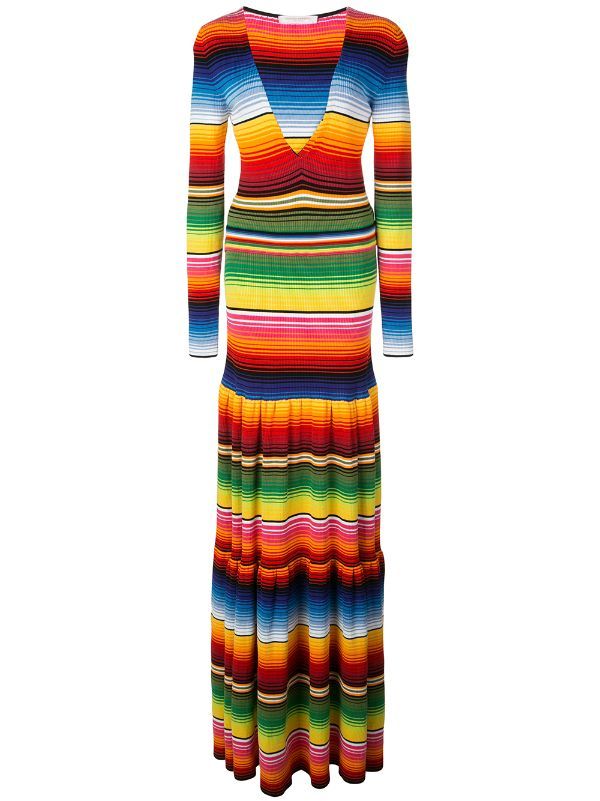striped tiered maxi dress | Farfetch (US)