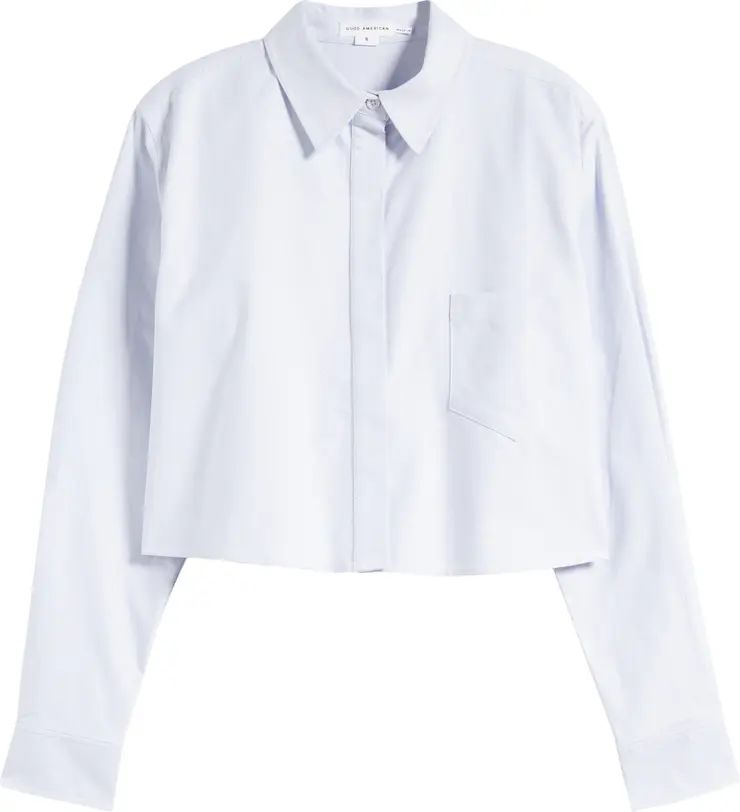 Crop Cotton Oxford Button-Up Shirt | Nordstrom