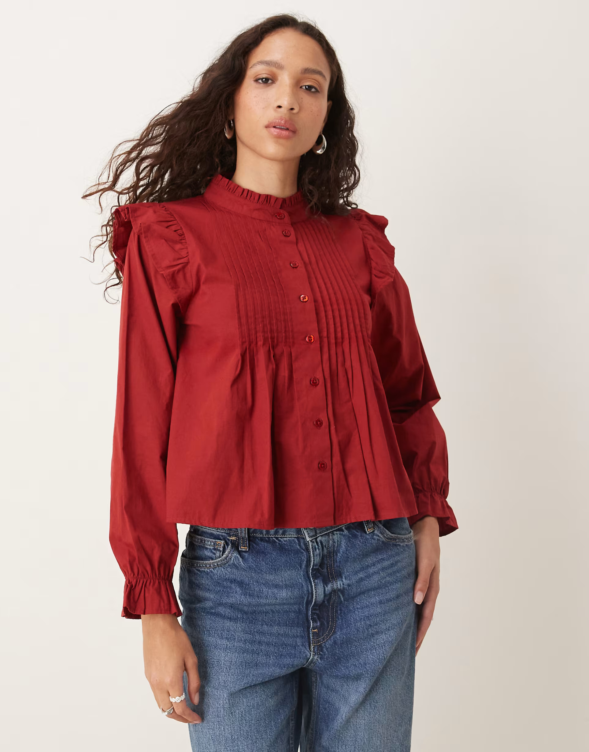 Neon Rose high neck blouse in burgundy | ASOS | ASOS (Global)