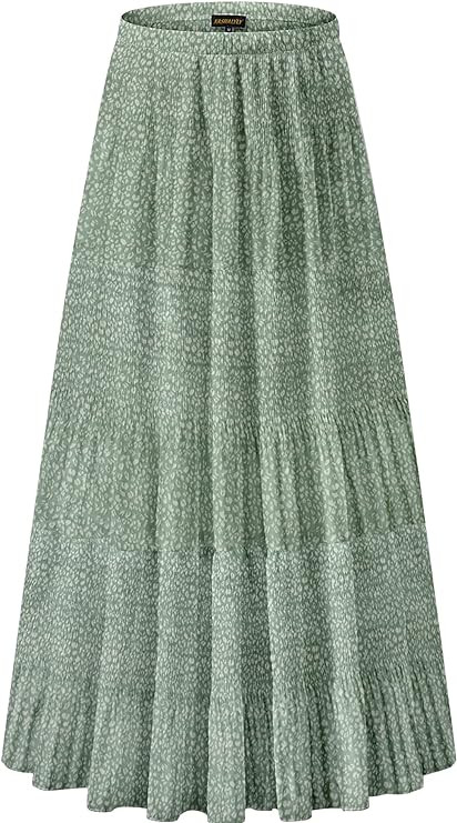 NASHALYLY Women's Chiffon Elastic High Waist Pleated A-Line Flared Maxi Skirts | Amazon (US)