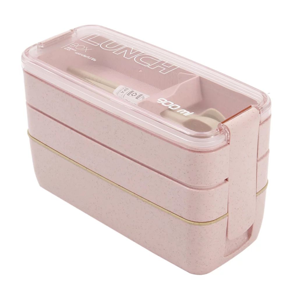 TureClos 900ml Plastic Lunch Box 3 Layer Wheat Straw Boxes Microwave Oven Dishes Food Storage Con... | Walmart (US)