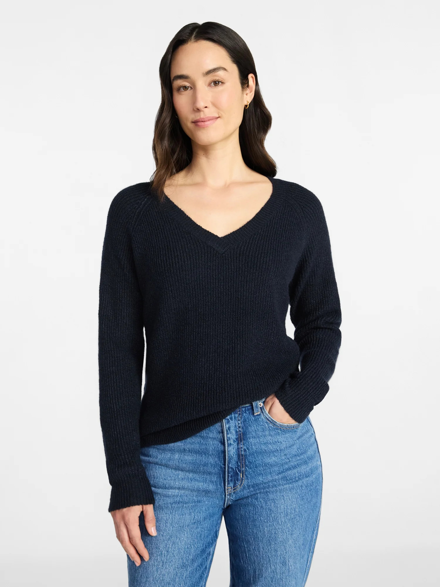 Time and Tru Women's V-Neck Sweater and Pants Lounge Set, 2-Piece, Sizes, XS-XXXL | Walmart (US)