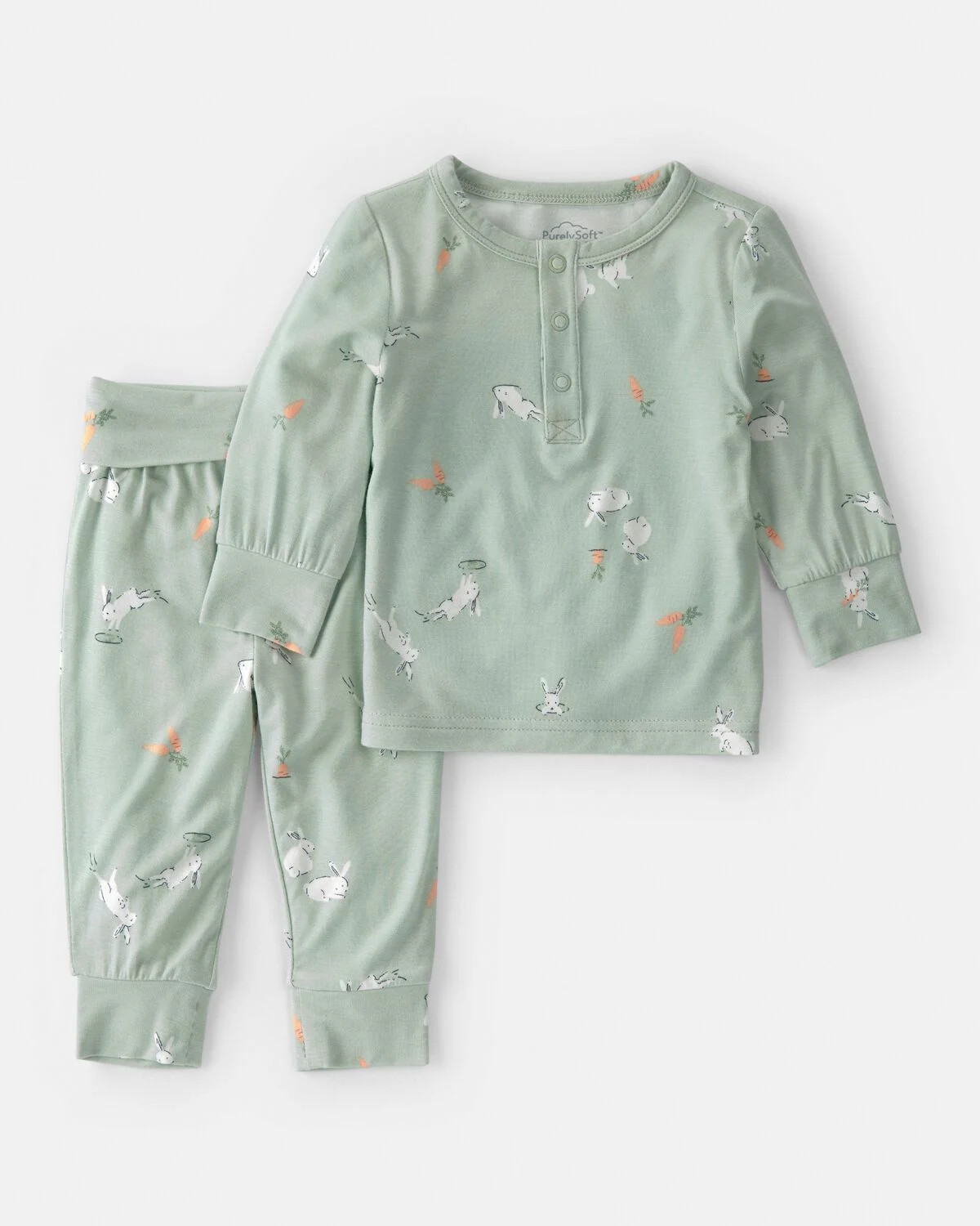 Baby 2-Piece Easter Bunny PurelySoft Long-Sleeve Top & Pant Set - Green | Carter's | Carter's Inc