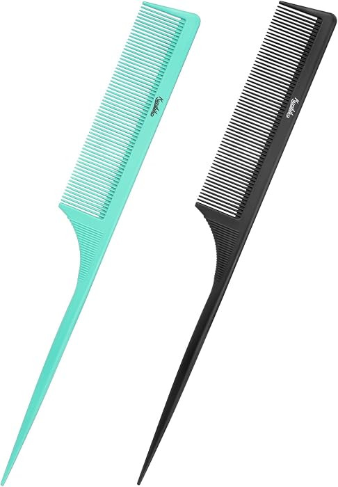 2Pcs Rat Tail Comb Parting Combs for Women, Fine Tooth Parting Tip Carbon Fiber Root Teasing Anti... | Amazon (US)