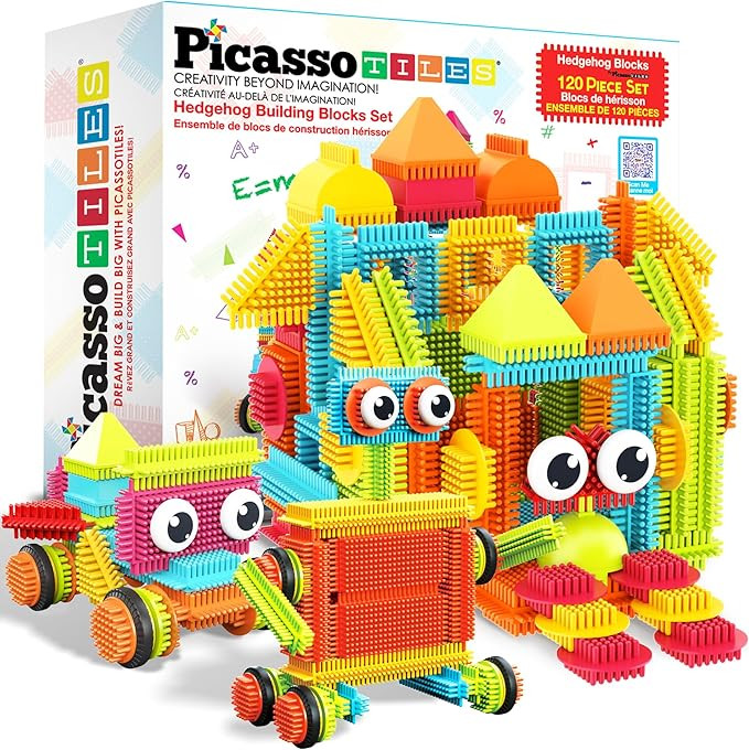 PicassoTiles 120pcs Hedgehog Interlocking Building Blocks Tiles Construction Toy Set Learning Pla... | Amazon (US)