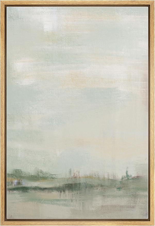 SIGNWIN Framed Canvas Print Wall Art Tan Green Pastel Landscape Shapes Abstract Illustrations Min... | Amazon (US)