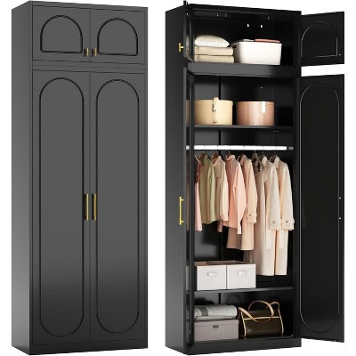 BALHAM TRADE-Freestanding Armoire Tall with Hanging Rod Bedroom Storage Cabinet Assembly Required Black-1Pcs ( 86"H-Arc ) 18"D x 32"W x 86"H | Target