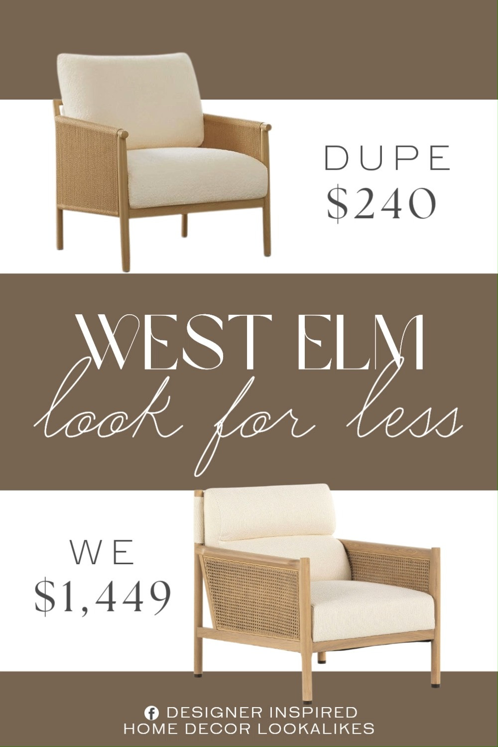 Inspired by West Elm Cane Arms Chair. Boho Accent Armchair. Coastal Lounge Chair. Natural Woven Arm Chair. Woven Cane Chair. Braided Rattan Chair. Handwoven Accent Chair. Wicker Accent Chair. Textured Lounge Chair. 

Home more affordable option find copy cat similar look for less budget friendly affordable cheap cheaper beautiful pretty. Clearance sale coupon code discount code promo code luxury lookalike look a like Inspo inspiration inspired by idea ideas Love like these? I share multiple every day in my FB group.
#westelminspired #armchair #accentchair #loungechair #bohochair #furniturefinds #rattanchair #canechair 

 #LTKHome