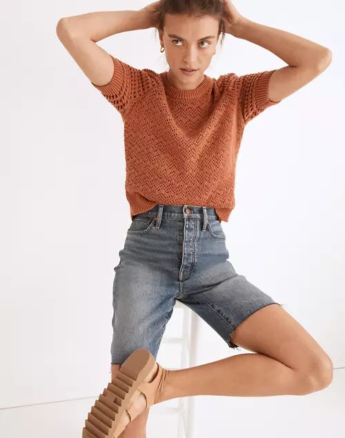 High-Rise Long Denim Shorts in Brightwood Wash | Madewell