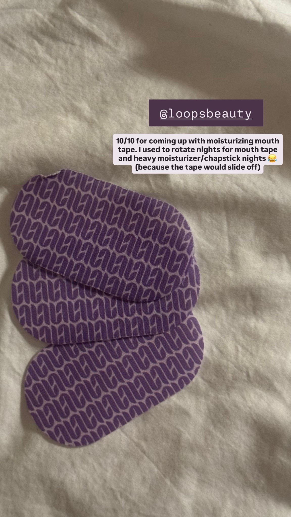 Obsessed with this mouth, but also has moisturizer in it from loops beauty super comfortable to wear and has a breathing hole too