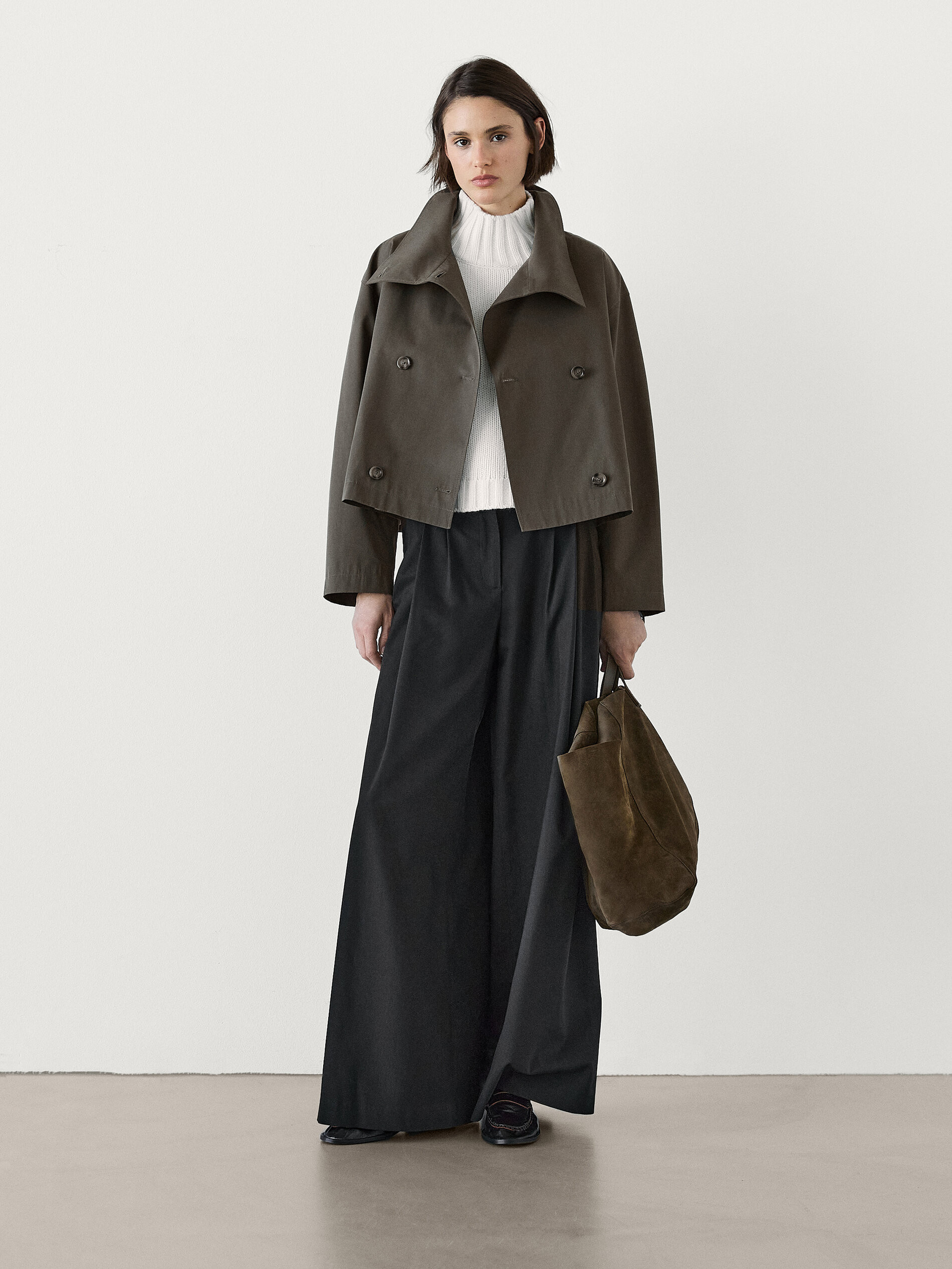 Short high neck trench coat | Massimo Dutti US