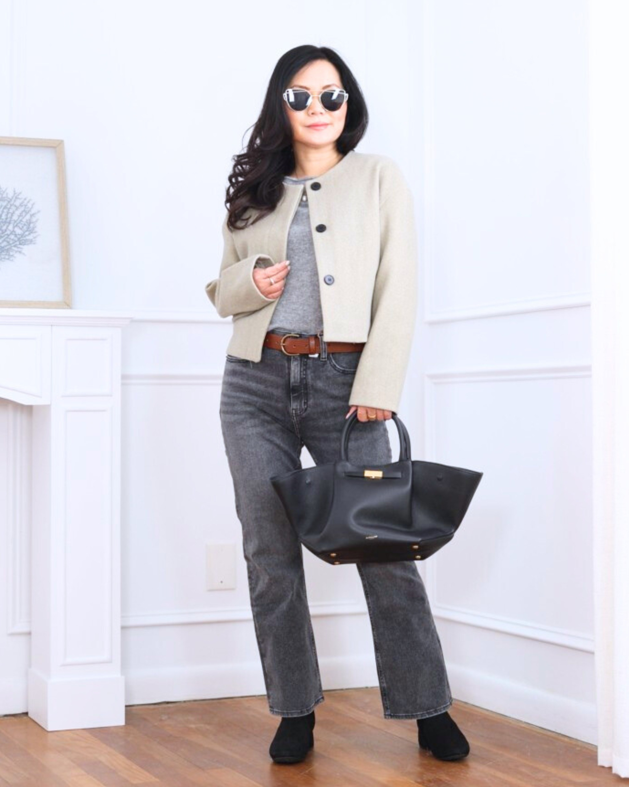 Cropped jacket from Amazon layered over a boatneck sweater and kick-flare jeans from Quince for an easy, modern look that feels polished without trying too hard. I’m 5’2, wearing size XS.

#LTKootd #LTKOver40 #LTKPetite