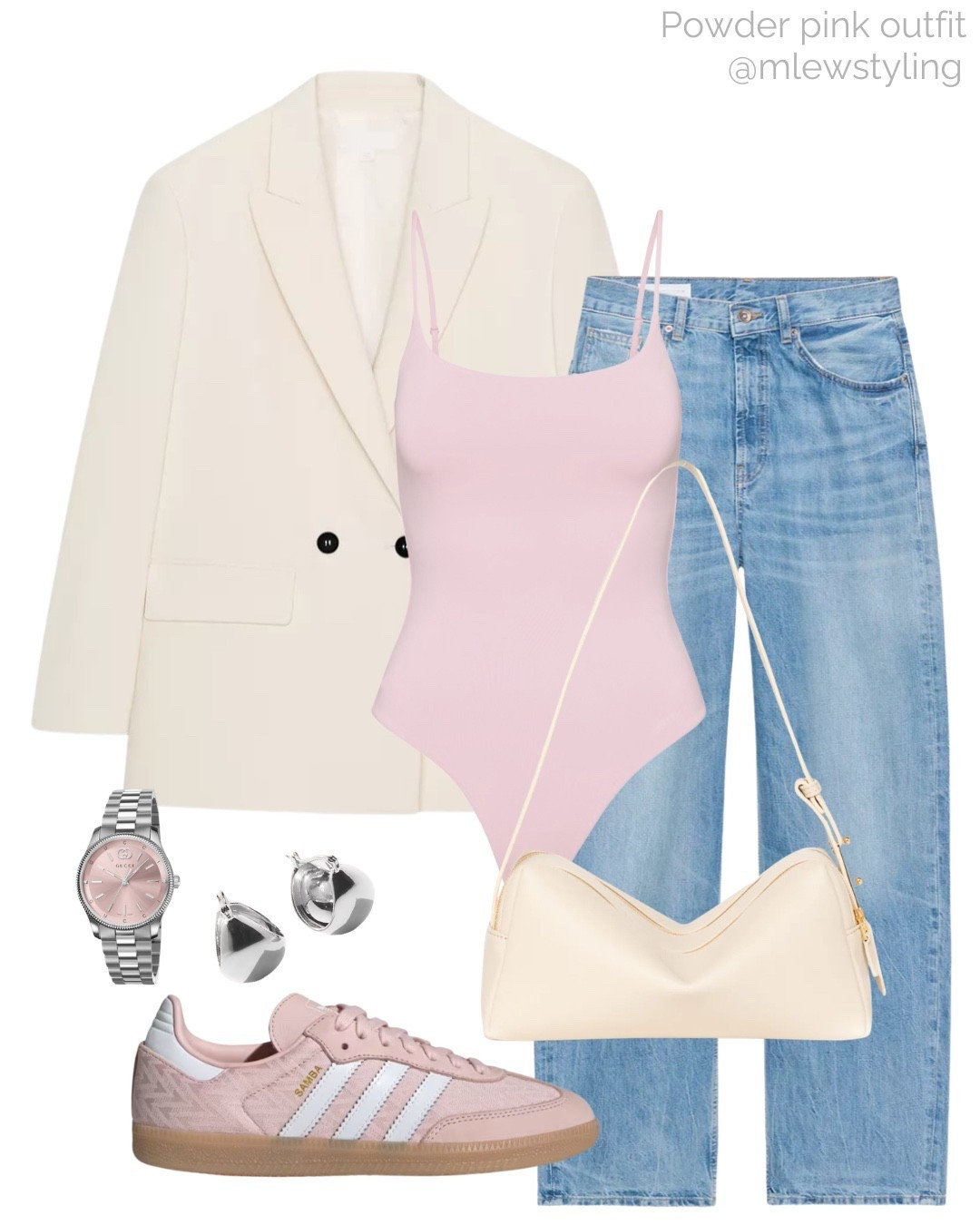 Spring outfit with pastel pink 🌸

Tags: Zara oversized blazer, aritzia bodysuit, light wash jeans, Elleme shoulder bag, pink adidas samba sneakers, silver & pink Gucci watch, quince hoop earrings, neutral aesthetic, capsule wardrobe, casual workwear, office outfit 

#LTKgrwm #LTKWorkwear #LTKootd
