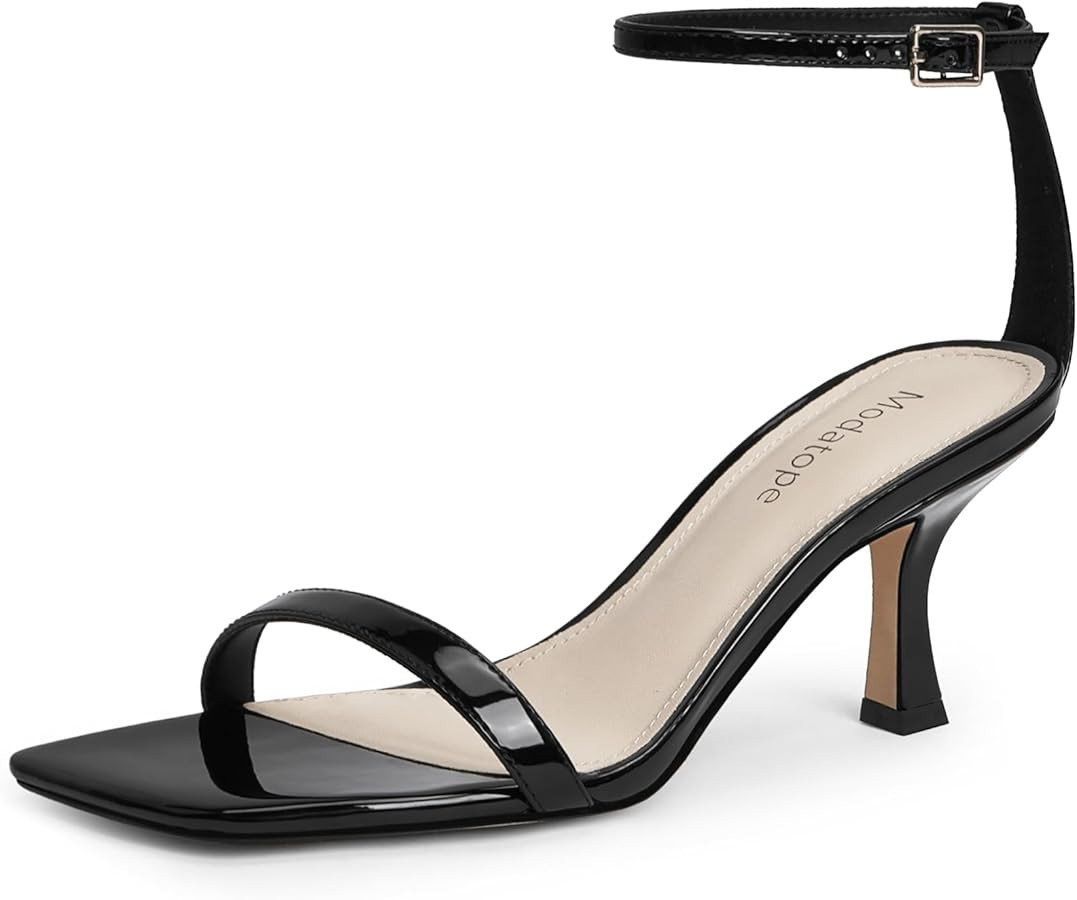 Modatope Womens Heeled Sandals Square Open Toe Kitten Heel Ankle Strap Heels for Women Daily Part... | Amazon (US)
