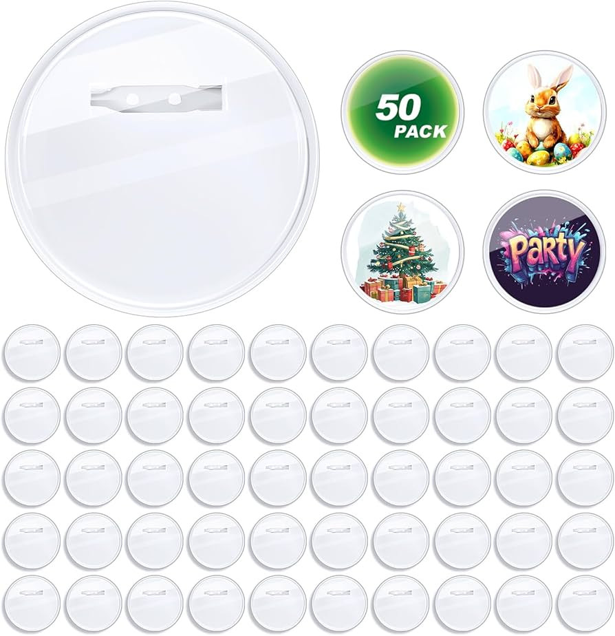 50 Set Acrylic Pin Badges High Transparency DIY Button pin Premium Quality Durable Reusable Custo... | Amazon (US)