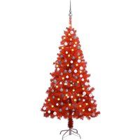 Artificial Christmas Tree with LEDs&Ball Set Red 150 cm PVC | ManoMano UK