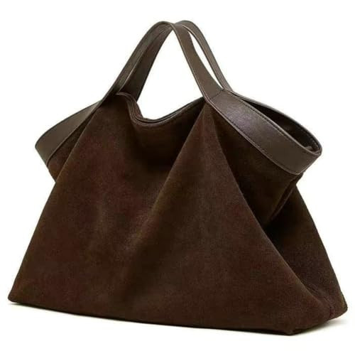 Suede Tote Bag for Women Slouchy Shoulder Bag Retro Suede Handbag Crossbody Purse | Amazon (US)