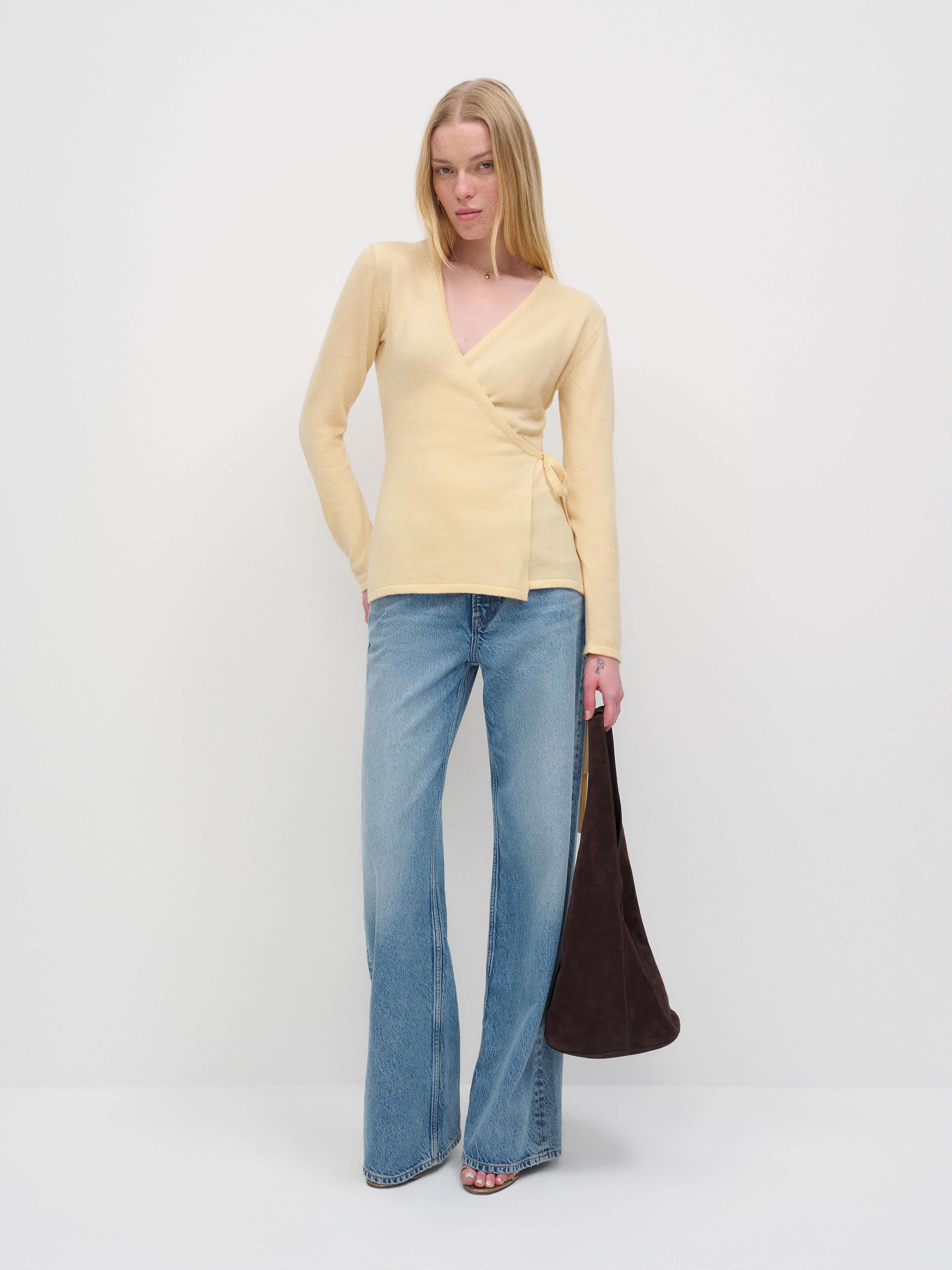 Reformation Miley Cashmere Wrap Sweater Yellow XS | Reformation (Global)