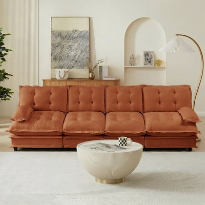11.5 ft 4-Seater Cloud Sofa: Modular Sectional Couch with Modern Deep Seat, Comfy Lattice Cushion, Breathable Chenille Fabric for Living Room | Target