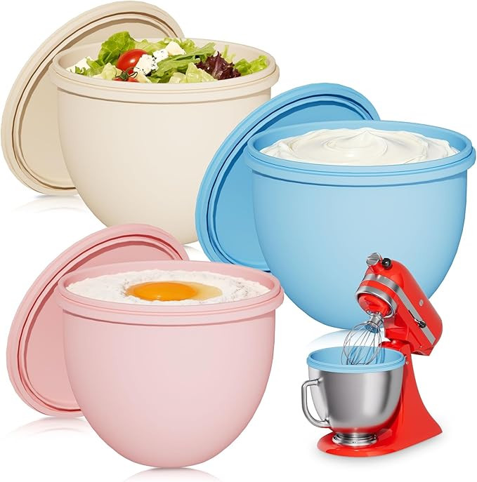 3Pcs 4.5QT Silicone Bowl Liner for KitchenAid Tilt-Head Stand Mixers – Food-Grade Silicone Inse... | Amazon (US)