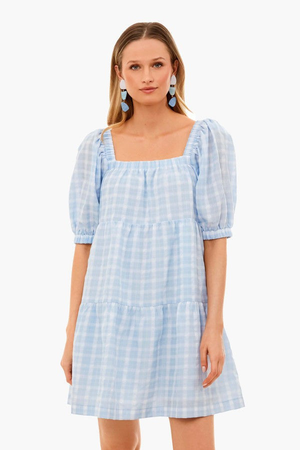 Light Blue Gingham Gretta Mini Dress | Tuckernuck (US)