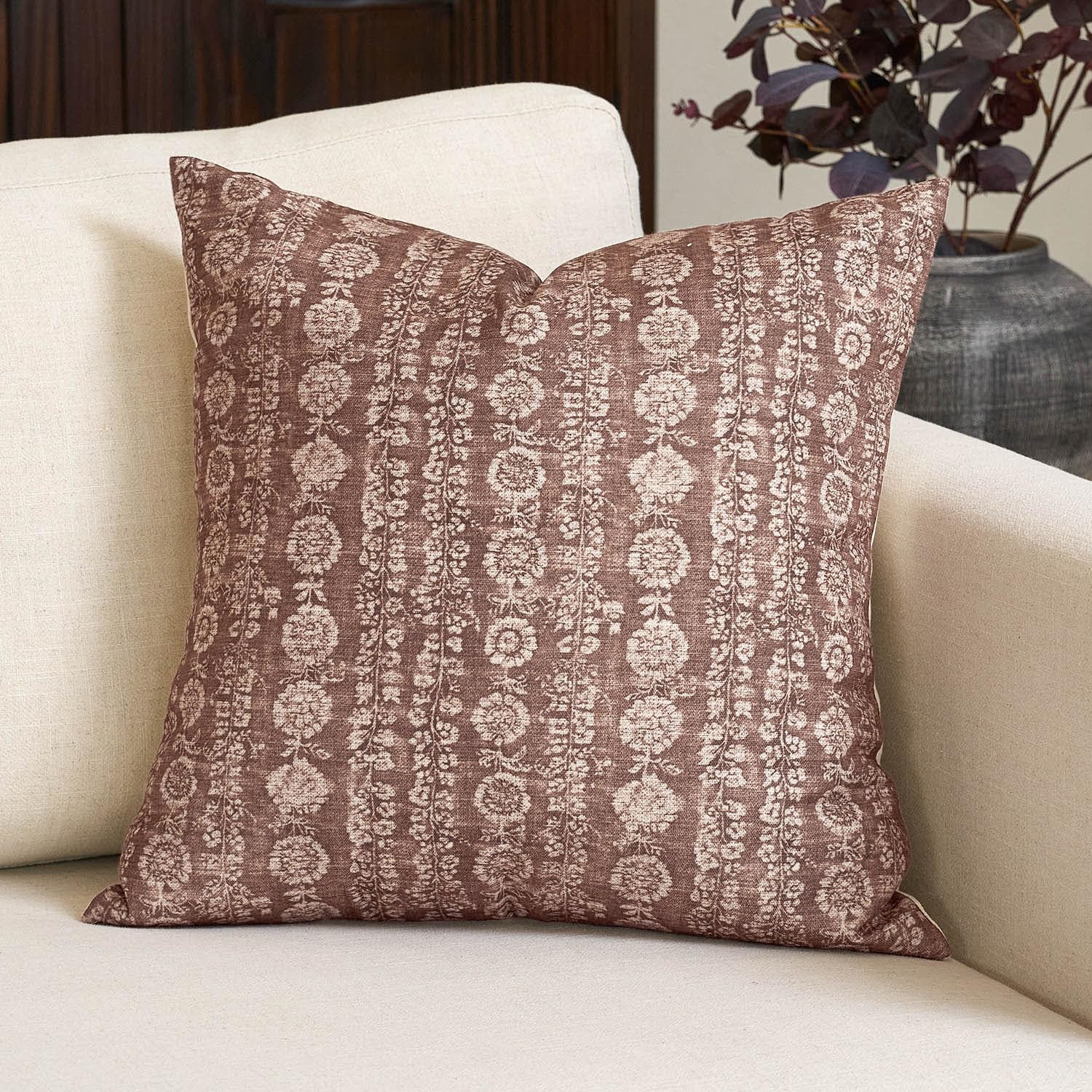 Amor Virisso Vintage Floral Throw Pillow Covers 18x18 Striped Farmhouse Block Print Pillow Cover ... | Amazon (US)