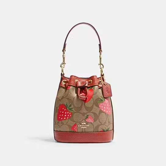 Mini Dempsey Bucket Bag In Signature Canvas With Wild Strawberry Print | Coach Outlet
