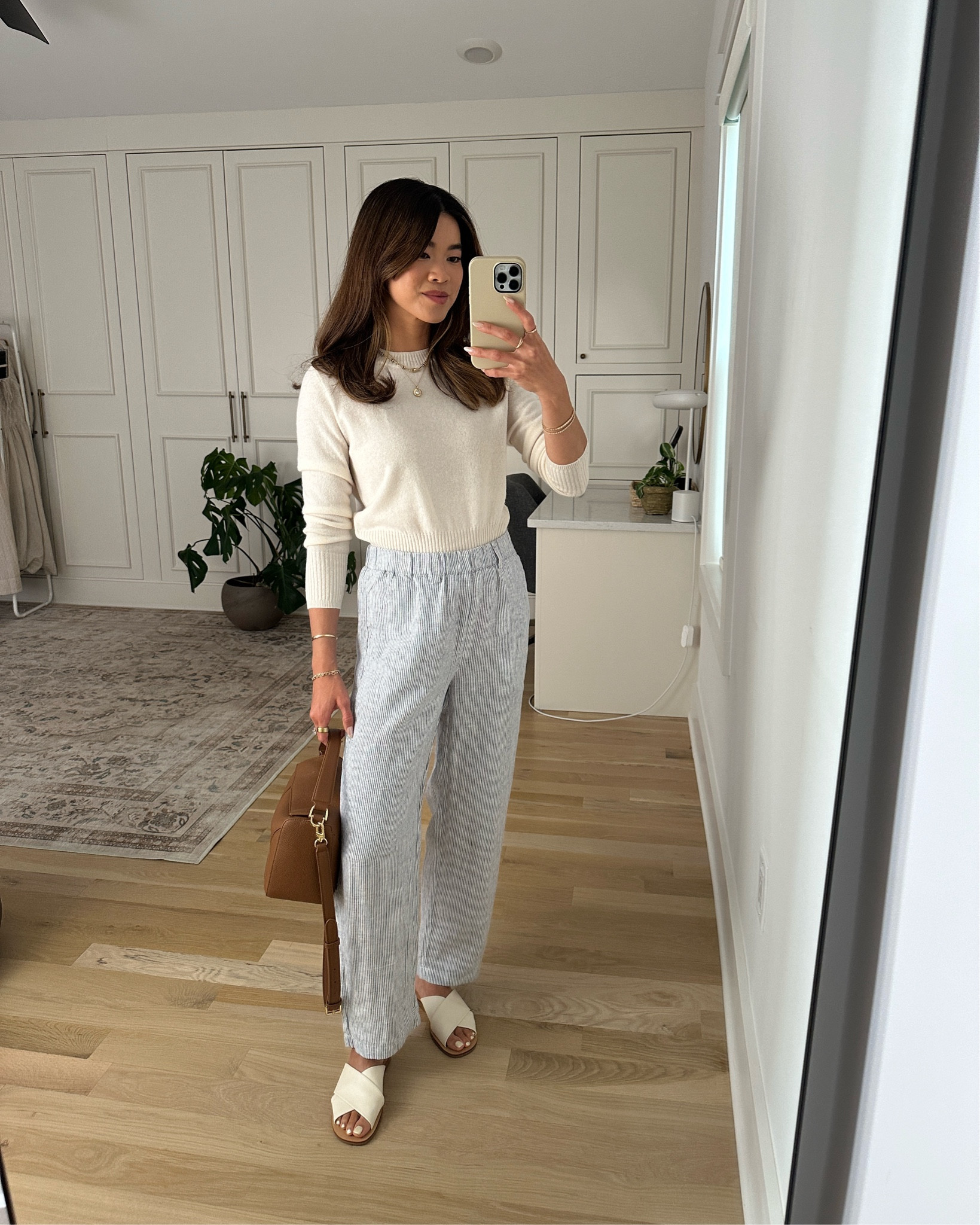 What I wear as a mom on the go. These @Quince  linen pants are a lifesaver being so easy and comfortable to put on. 

Sizing info: 
Quince 100% European Linen Pants - Size 0 in Blue Stripe 
Quince Mongolian Cashmere Shrunken Crewneck Sweater - XS in Ivory

 petite fashion, get dressed with me, outfit inspiration, ootd, nashville outfit, Nashville influencer, petite style, vacation style, casual outfits, mom style, petite pants, spring outfits, spring outfit info, spring pants, spring outfit idea, spring top, summer pants, quince pants, linen pants, spring sweater, spring shoes, summer sweater, petite linen pants, summer linen pants, 

 

#LTKSeasonal #LTKPetite #LTKmomlife