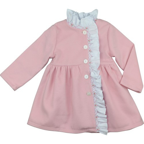 Pink Wool Smocked Ruffle Coat - Shipping Mid-October | Cecil and Lou