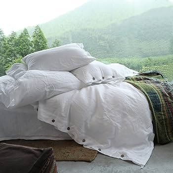 Simple&Opulence 100% Linen Duvet Cover Set 3pcs with Coconut Button Closure Natural French Washed... | Amazon (US)