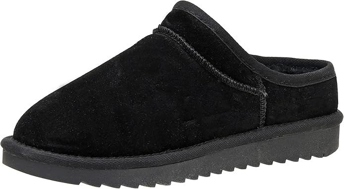 Amazon.com | CUSHIONAIRE Women's Hilo Faux Shearling Genuine Suede Cozy Mule Slippers +Memory Foa... | Amazon (US)