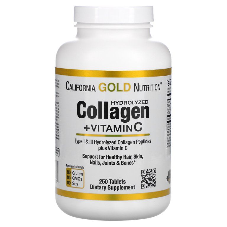 Hydrolyzed Collagen Peptides Tablets + Vitamin C, Type I & III, Support for Healthy Hair, Skin, N... | Walmart (US)
